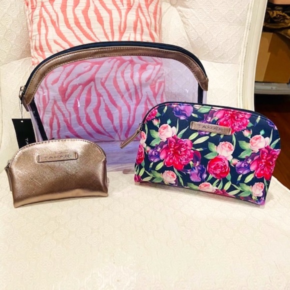 Tahari Handbags - O4-New with Tags Tahari Makeup Travel Trio Cosmetic Case, Style:In Bloom